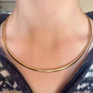 14k Vintage Heavy Yellow Gold Omega Chain Necklace